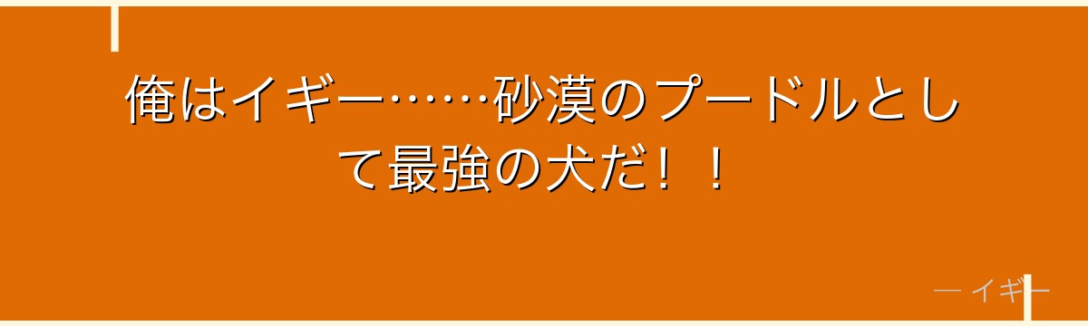 俺はイギー……砂漠のプードルとして最強の犬だ！！