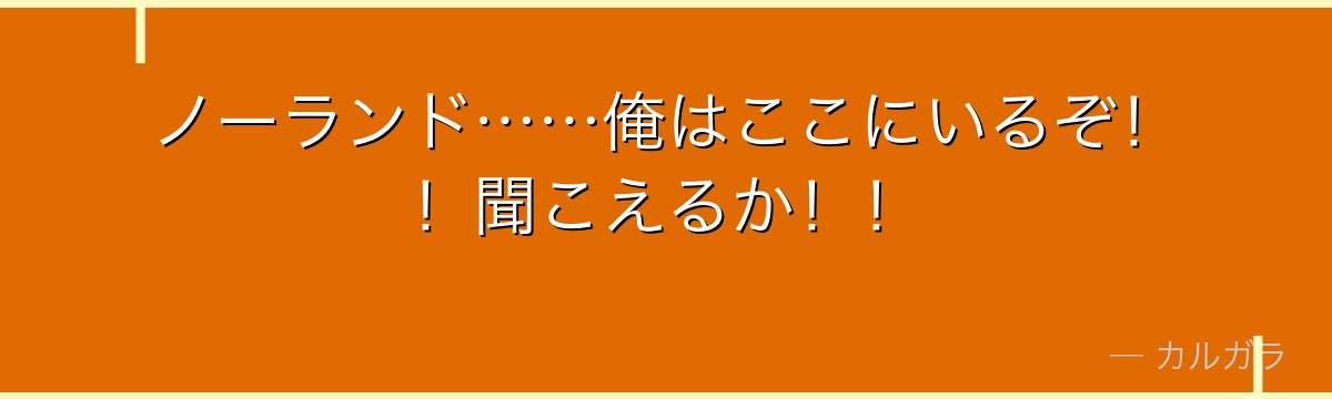 ノーランド……俺はここにいるぞ！！聞こえるか！！