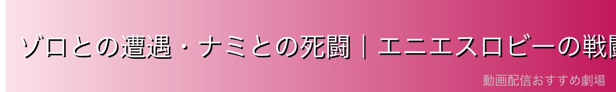 ゾロとの遭遇・ナミとの死闘｜エニエスロビーの戦闘詳細