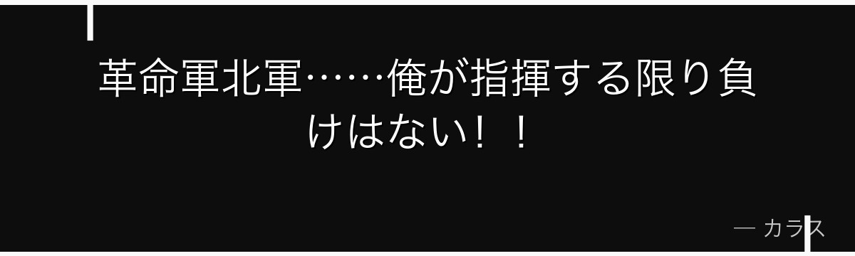 革命軍北軍……俺が指揮する限り負けはない！！