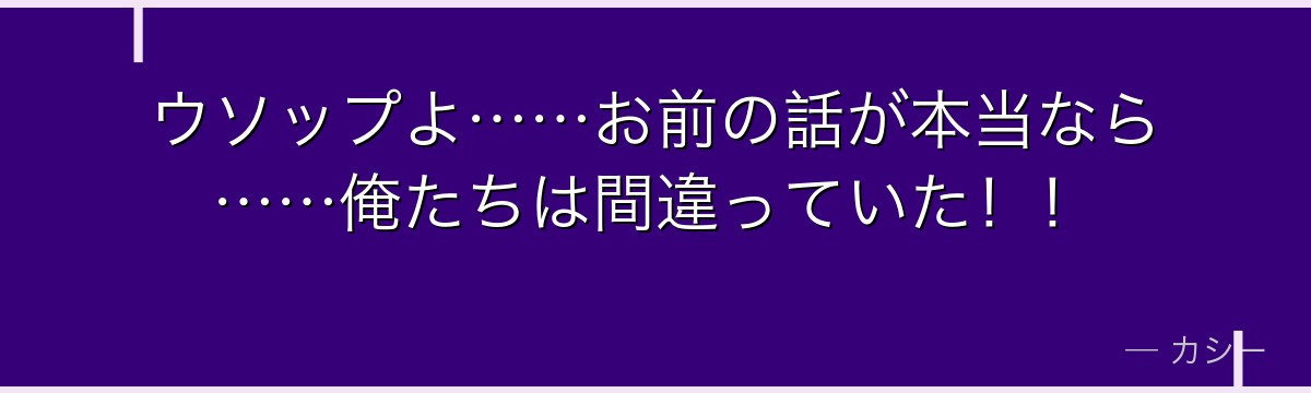 ウソップよ……お前の話が本当なら……俺たちは間違っていた！！