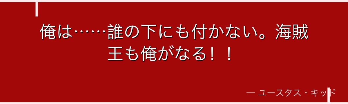 俺は……誰の下にも付かない。海賊王も俺がなる！！