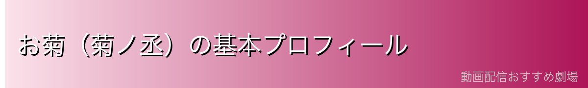 お菊（菊ノ丞）の基本プロフィール