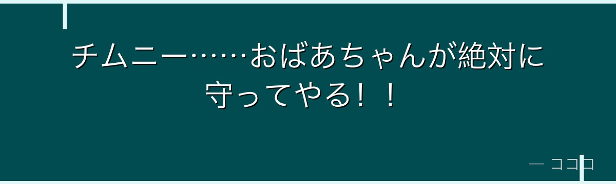 チムニー……おばあちゃんが絶対に守ってやる!!