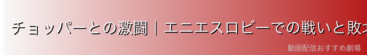 チョッパーとの激闘｜エニエスロビーでの戦いと敗北