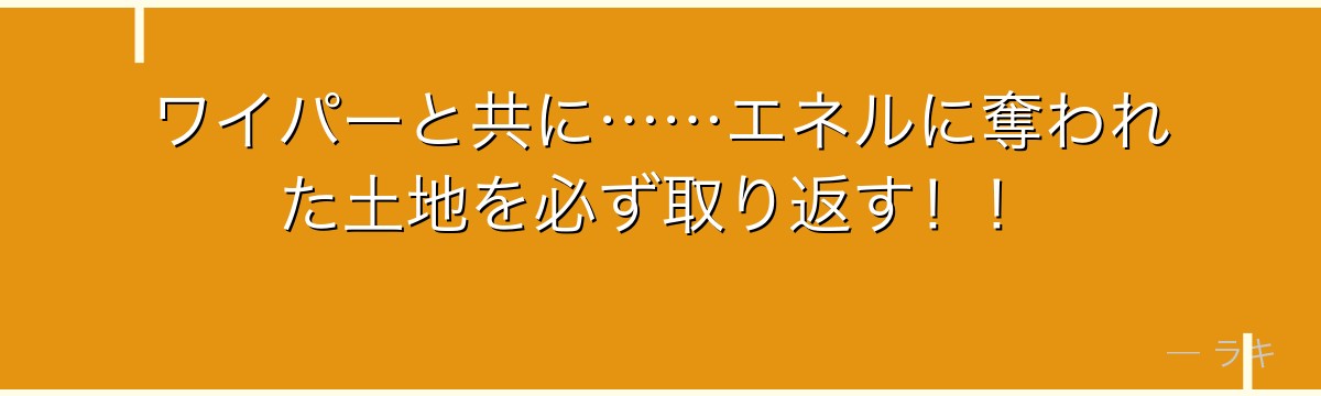 ワイパーと共に……エネルに奪われた土地を必ず取り返す!!