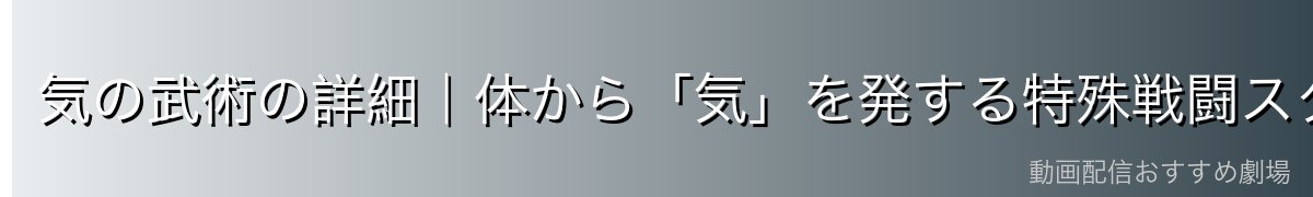 気の武術の詳細|体から「気」を発する特殊戦闘スタイル