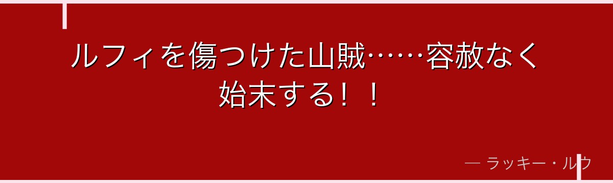 ルフィを傷つけた山賊……容赦なく始末する！！