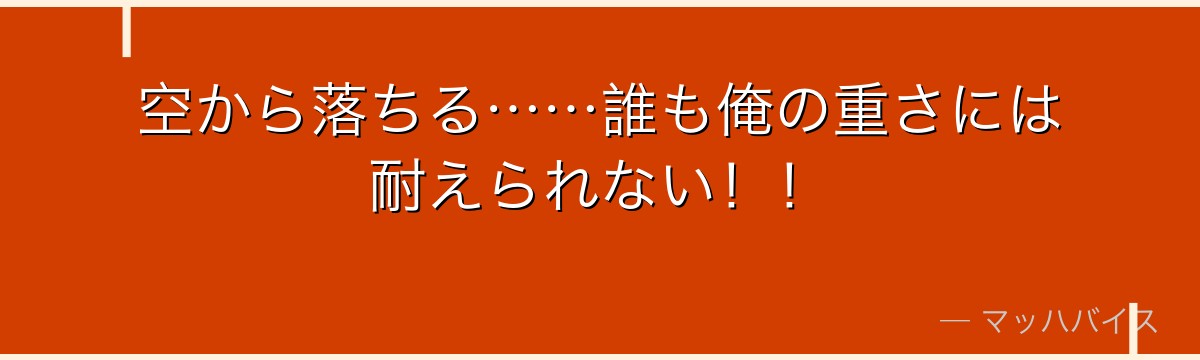 空から落ちる……誰も俺の重さには耐えられない！！