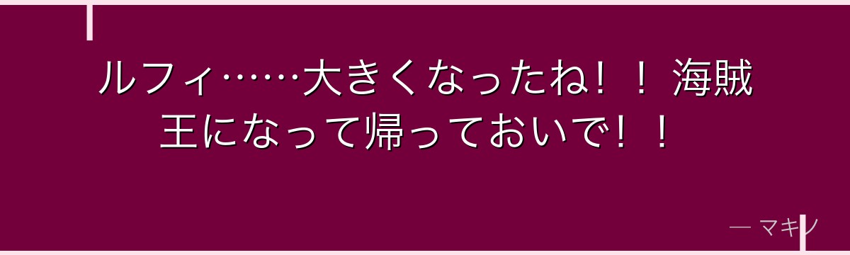 ルフィ……大きくなったね！！海賊王になって帰っておいで！！