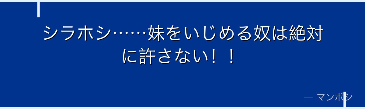 シラホシ……妹をいじめる奴は絶対に許さない！！