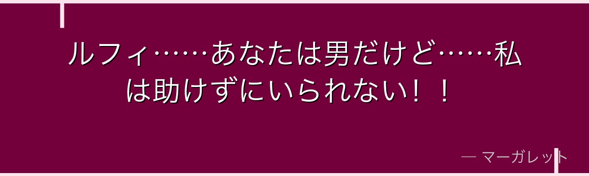 ルフィ……あなたは男だけど……私は助けずにいられない！！