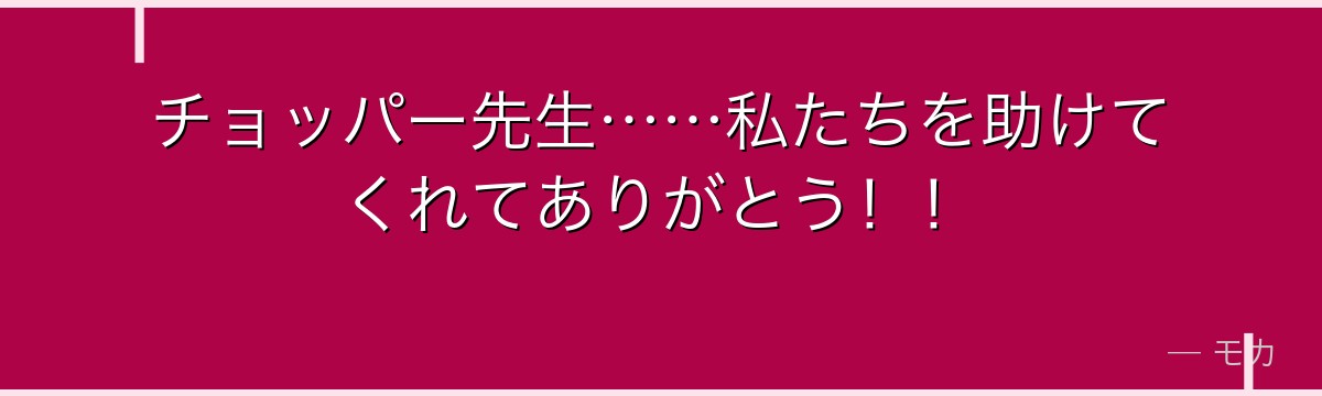 チョッパー先生……私たちを助けてくれてありがとう!!