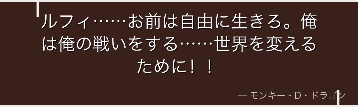 ルフィ……お前は自由に生きろ。俺は俺の戦いをする……世界を変えるために!!