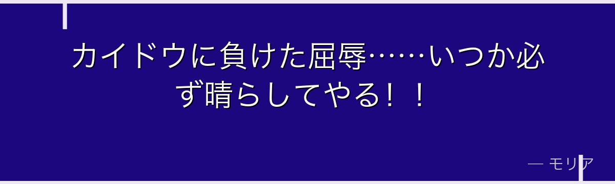 カイドウに負けた屈辱……いつか必ず晴らしてやる！！