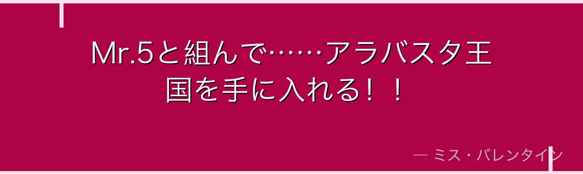 Mr.5と組んで……アラバスタ王国を手に入れる！！