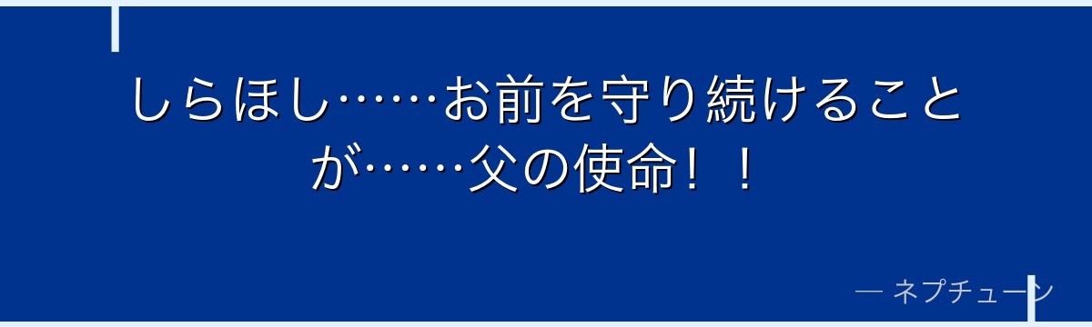 しらほし……お前を守り続けることが……父の使命!!