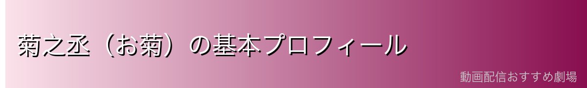 菊之丞（お菊）の基本プロフィール