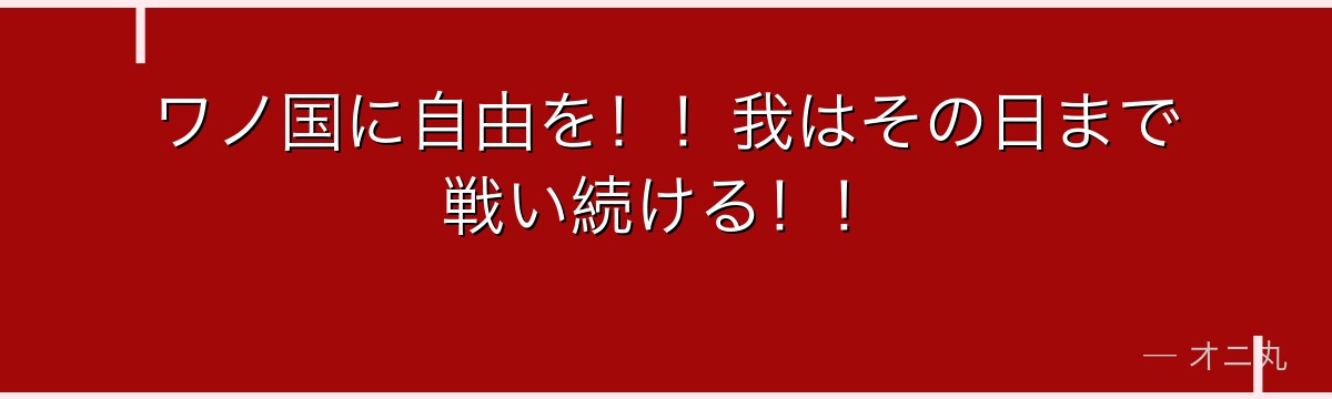 ワノ国に自由を！！我はその日まで戦い続ける！！