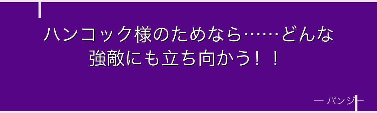 ハンコック様のためなら……どんな強敵にも立ち向かう!!