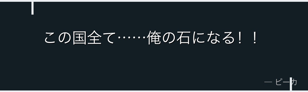 この国全て……俺の石になる!!