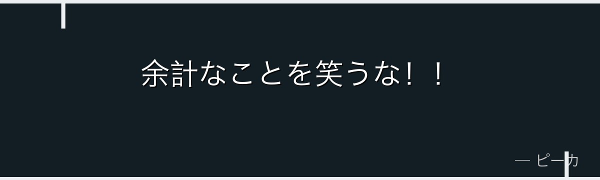 余計なことを笑うな!!