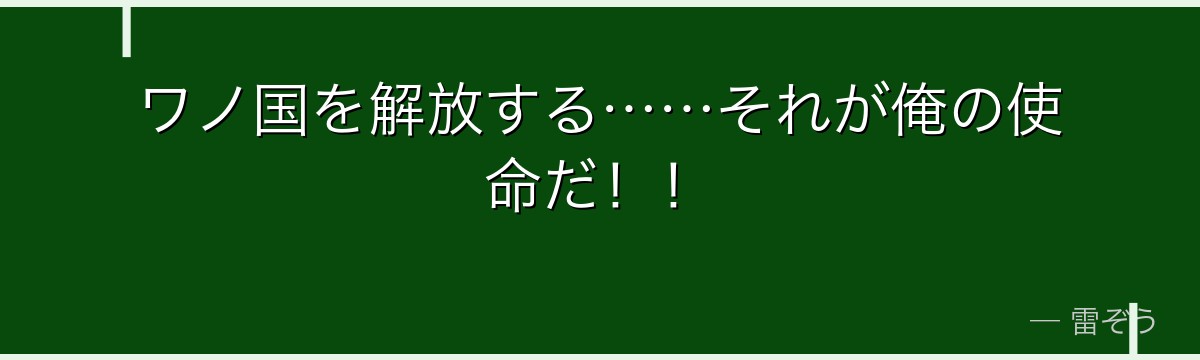 ワノ国を解放する……それが俺の使命だ!!