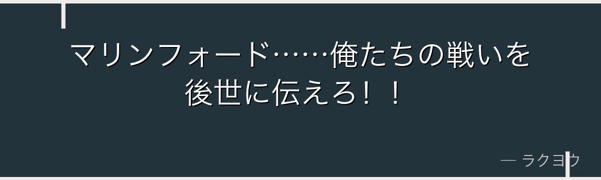 マリンフォード……俺たちの戦いを後世に伝えろ！！