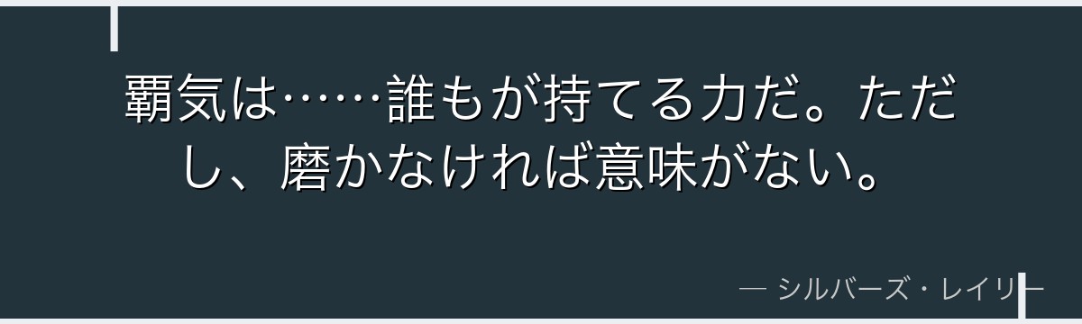 覇気は……誰もが持てる力だ。ただし、磨かなければ意味がない。