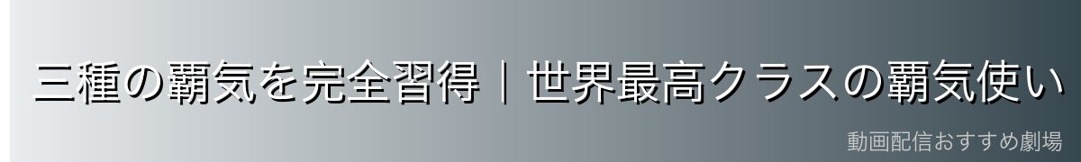 三種の覇気を完全習得|世界最高クラスの覇気使い