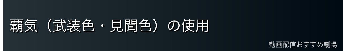 覇気（武装色・見聞色）の使用