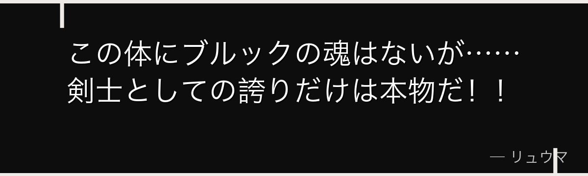この体にブルックの魂はないが……剣士としての誇りだけは本物だ！！