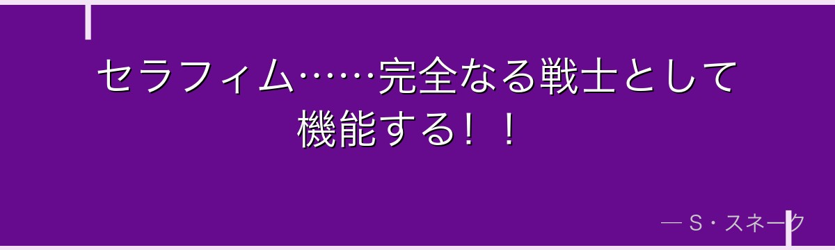 セラフィム……完全なる戦士として機能する!!