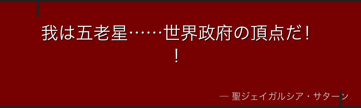 我は五老星……世界政府の頂点だ!!