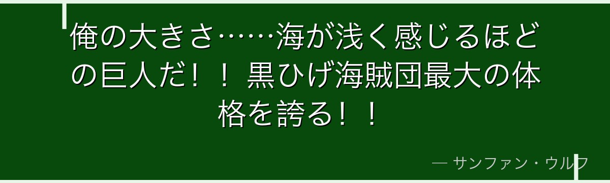俺の大きさ……海が浅く感じるほどの巨人だ!!黒ひげ海賊団最大の体格を誇る!!