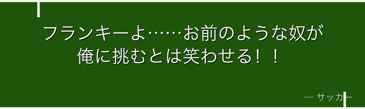フランキーよ……お前のような奴が俺に挑むとは笑わせる!!