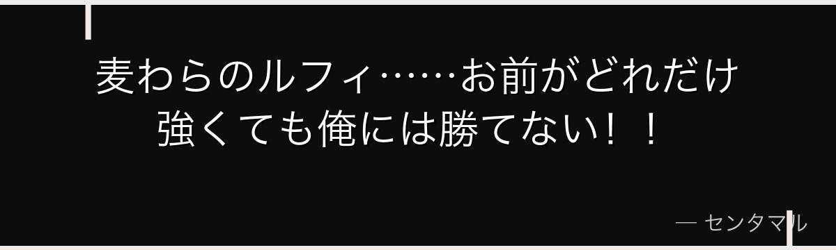 麦わらのルフィ……お前がどれだけ強くても俺には勝てない！！