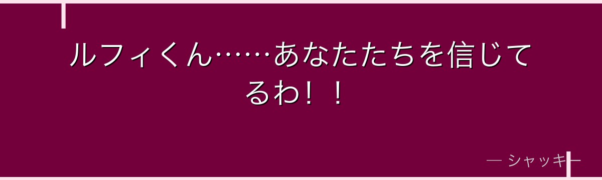 ルフィくん……あなたたちを信じてるわ！！