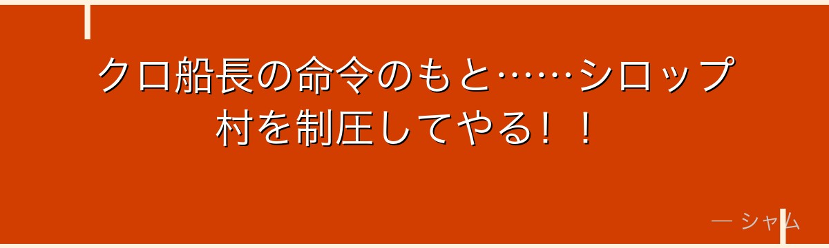 クロ船長の命令のもと……シロップ村を制圧してやる！！