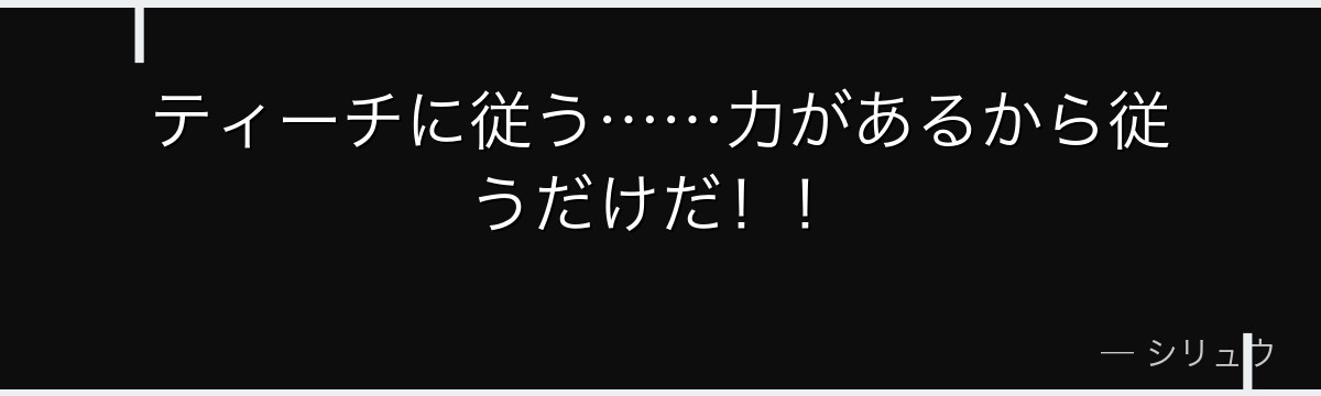 ティーチに従う……力があるから従うだけだ!!