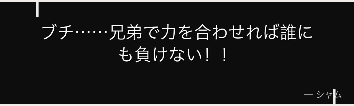 ブチ……兄弟で力を合わせれば誰にも負けない！！