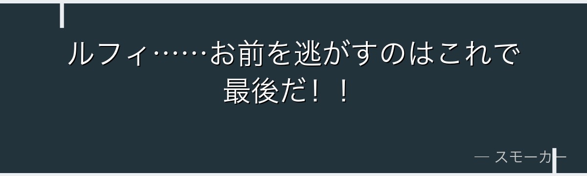 ルフィ……お前を逃がすのはこれで最後だ！！