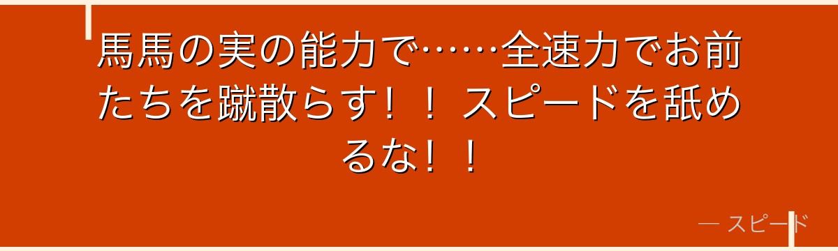 馬馬の実の能力で……全速力でお前たちを蹴散らす!!スピードを舐めるな!!