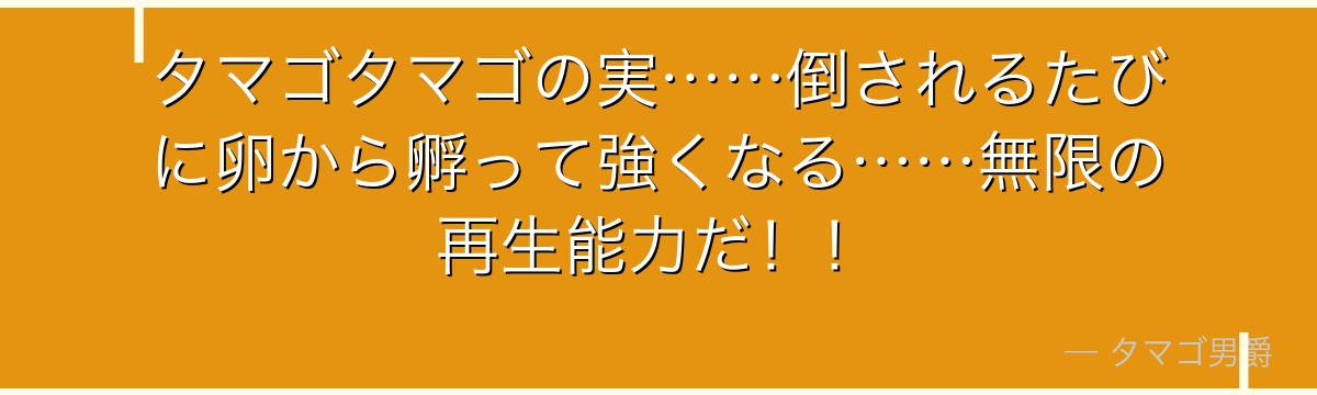 タマゴタマゴの実……倒されるたびに卵から孵って強くなる……無限の再生能力だ!!