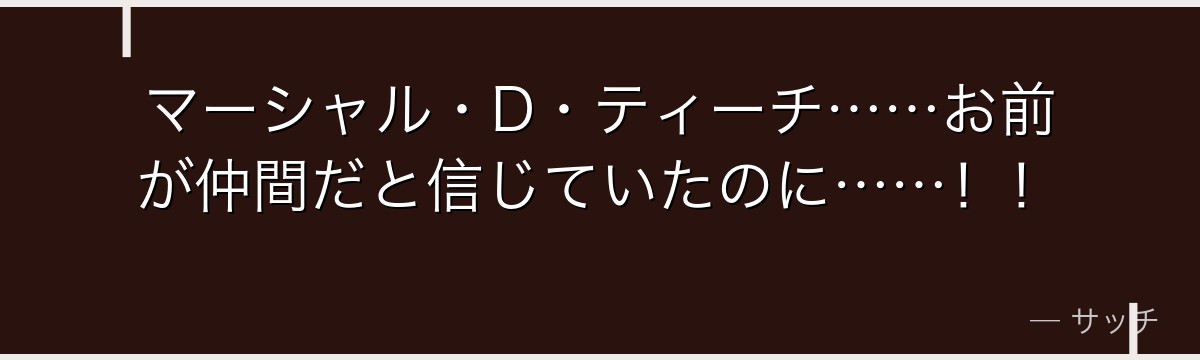 マーシャル・D・ティーチ……お前が仲間だと信じていたのに……!!