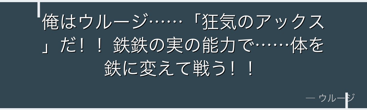 俺はウルージ……「狂気のアックス」だ!!鉄鉄の実の能力で……体を鉄に変えて戦う!!