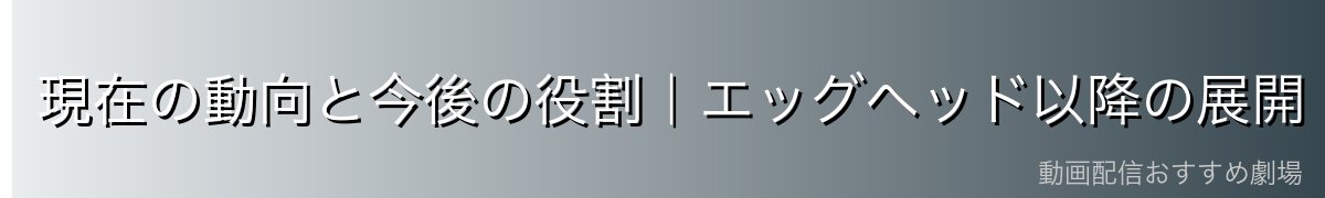 現在の動向と今後の役割|エッグヘッド以降の展開
