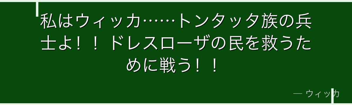 私はウィッカ……トンタッタ族の兵士よ!!ドレスローザの民を救うために戦う!!
