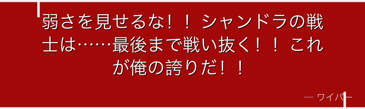 弱さを見せるな!!シャンドラの戦士は……最後まで戦い抜く!!これが俺の誇りだ!!