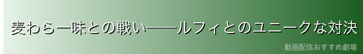 麦わら一味との戦い——ルフィとのユニークな対決